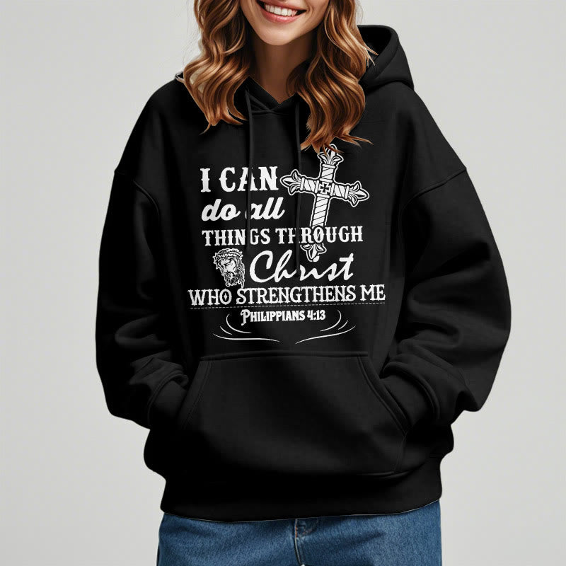 Christianartworkshop Zitat-Stil Ich kann alles schaffen Fleecegefütterter Polyester-Hoodie - image 2