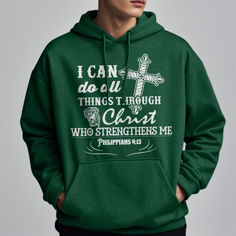 Christianartworkshop Zitat-Stil Ich kann alles schaffen Fleecegefütterter Polyester-Hoodie - image 14