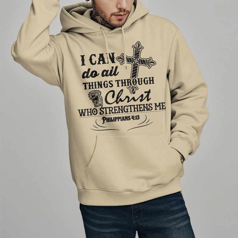 Christianartworkshop Zitat-Stil Ich kann alles schaffen Fleecegefütterter Polyester-Hoodie - image 7