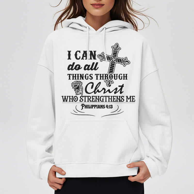 Christianartworkshop Zitat-Stil Ich kann alles schaffen Fleecegefütterter Polyester-Hoodie - image 5