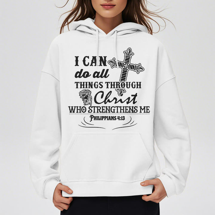 Christianartworkshop Zitat-Stil Ich kann alles schaffen Fleecegefütterter Polyester-Hoodie - image 5