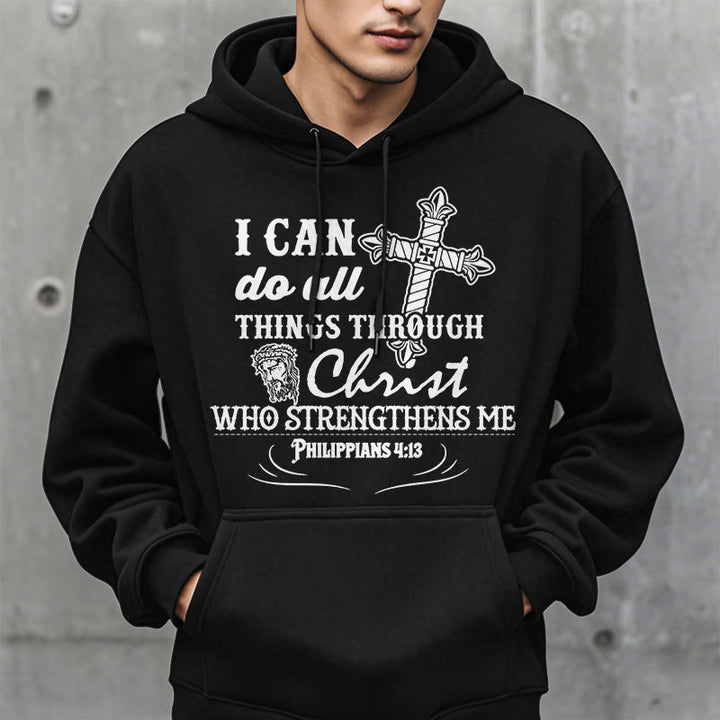 Christianartworkshop Zitat-Stil Ich kann alles schaffen Fleecegefütterter Polyester-Hoodie - image 1