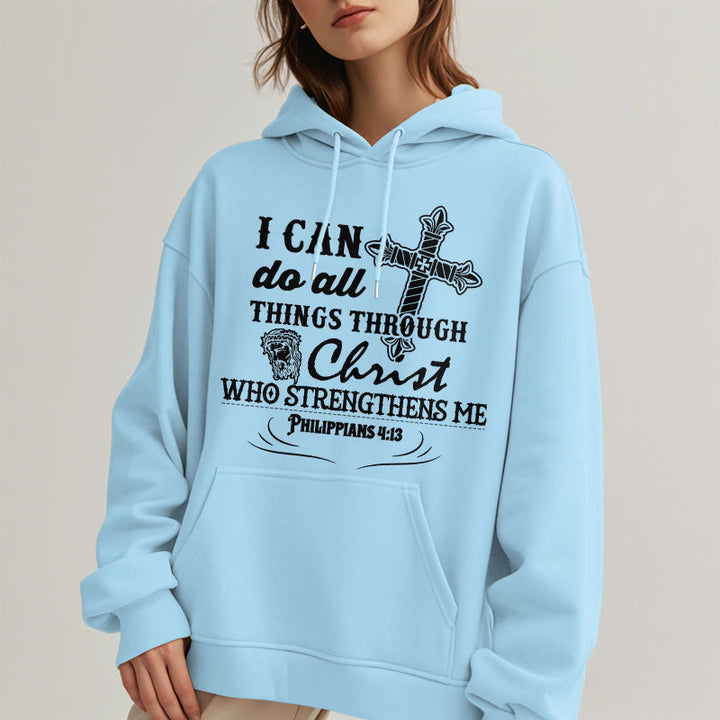 Christianartworkshop Zitat-Stil Ich kann alles schaffen Fleecegefütterter Polyester-Hoodie - image 17