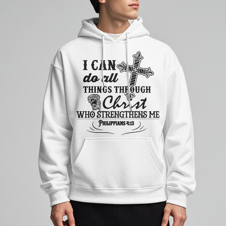 Christianartworkshop Zitat-Stil Ich kann alles schaffen Fleecegefütterter Polyester-Hoodie - image 4