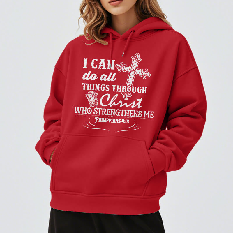 Christianartworkshop Zitat-Stil Ich kann alles schaffen Fleecegefütterter Polyester-Hoodie - image 22