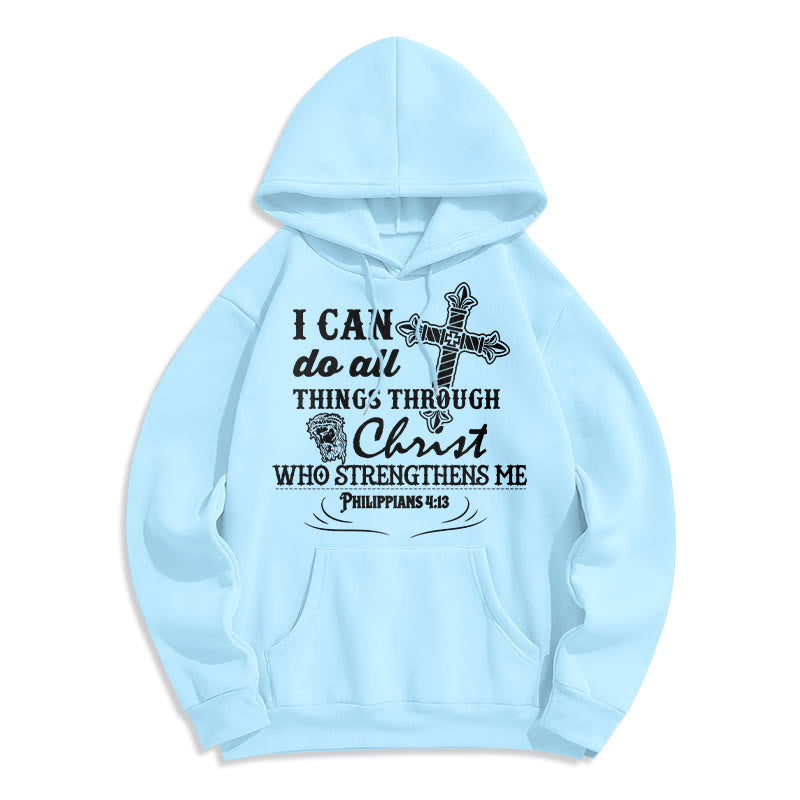 Christianartworkshop Zitat-Stil Ich kann alles schaffen Fleecegefütterter Polyester-Hoodie - Blau - 2XL - image 16