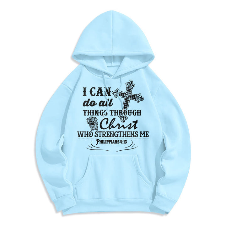 Christianartworkshop Zitat-Stil Ich kann alles schaffen Fleecegefütterter Polyester-Hoodie - Blau - 2XL - image 16
