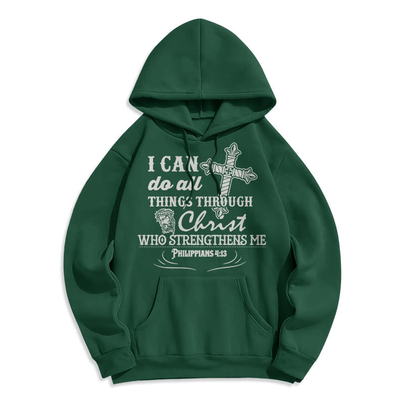 Christianartworkshop Zitat-Stil Ich kann alles schaffen Fleecegefütterter Polyester-Hoodie - Grün - 2XL - image 12