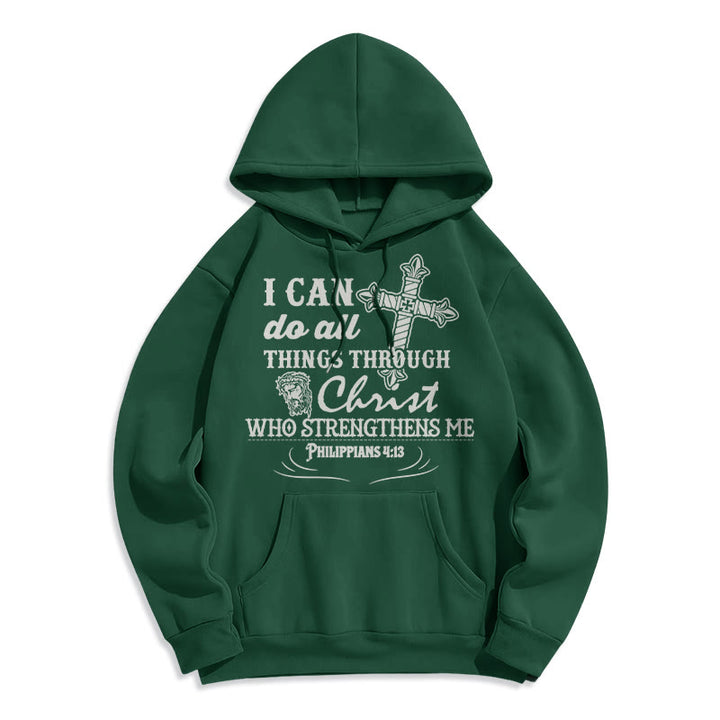 Christianartworkshop Zitat-Stil Ich kann alles schaffen Fleecegefütterter Polyester-Hoodie - Grün - 2XL - image 12