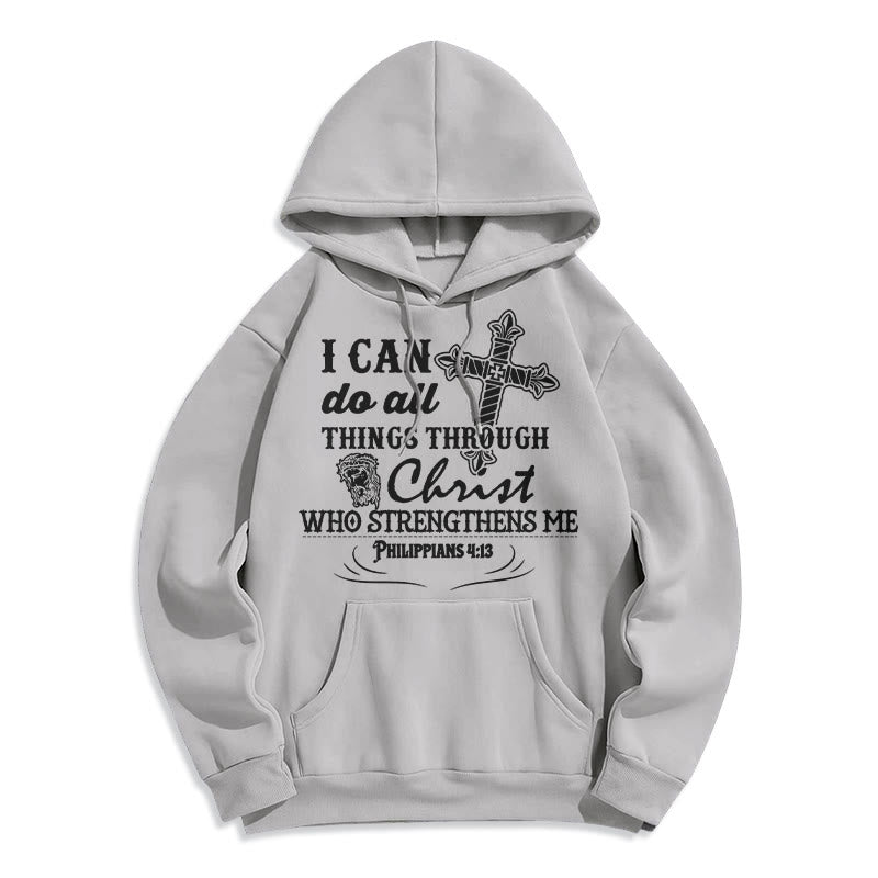 Christianartworkshop Zitat-Stil Ich kann alles schaffen Fleecegefütterter Polyester-Hoodie - Grau - 2XL - image 19
