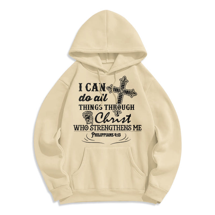 Christianartworkshop Zitat-Stil Ich kann alles schaffen Fleecegefütterter Polyester-Hoodie - Beige - 2XL - image 6