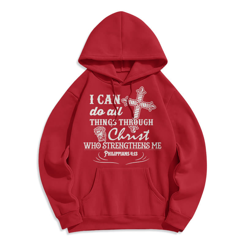 Christianartworkshop Zitat-Stil Ich kann alles schaffen Fleecegefütterter Polyester-Hoodie - Rot - 2XL - image 21