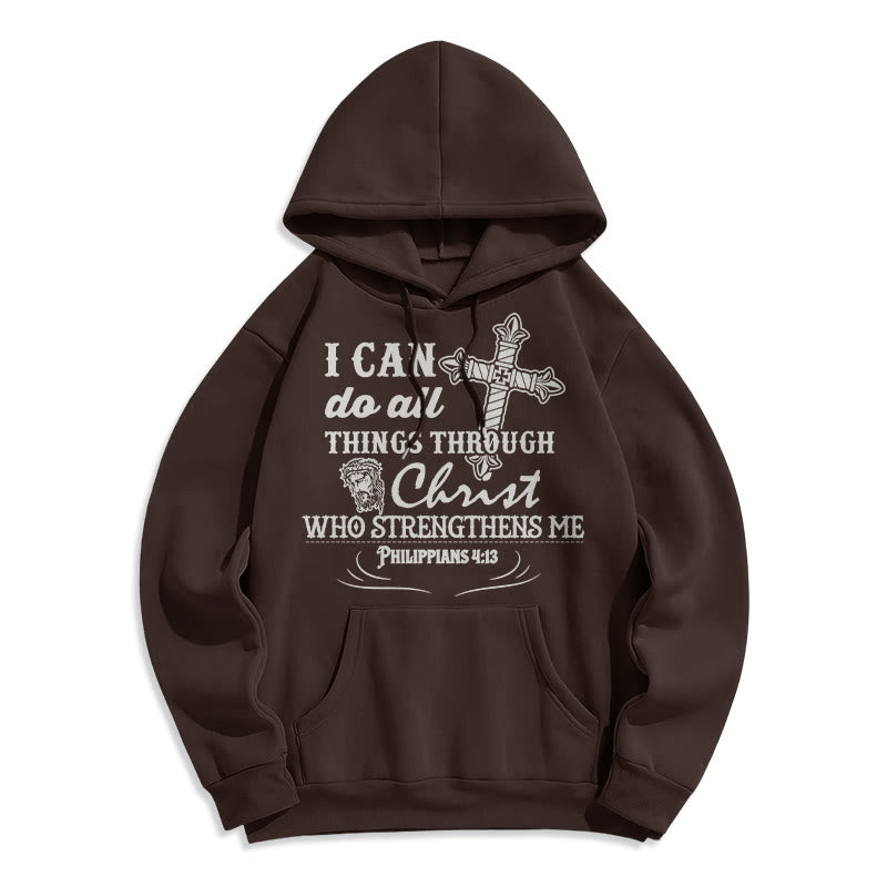 Christianartworkshop Zitat-Stil Ich kann alles schaffen Fleecegefütterter Polyester-Hoodie - Braun - 2XL - image 9