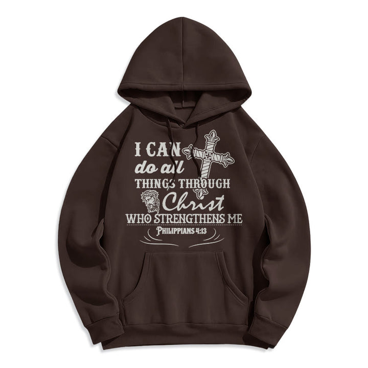 Christianartworkshop Zitat-Stil Ich kann alles schaffen Fleecegefütterter Polyester-Hoodie - Braun - 2XL - image 9