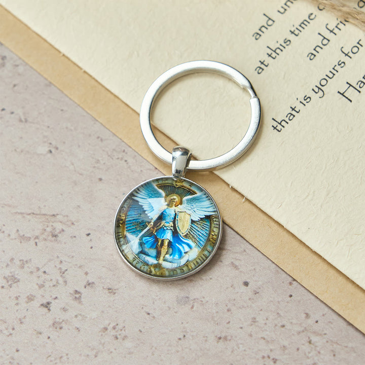 Christianartworkshop Klassische religiöse Rüstung Schutzengel St. Michael Schlüsselanhänger: Dauerhaftes Emblem der himmlischen Tapferkeit - image 1
