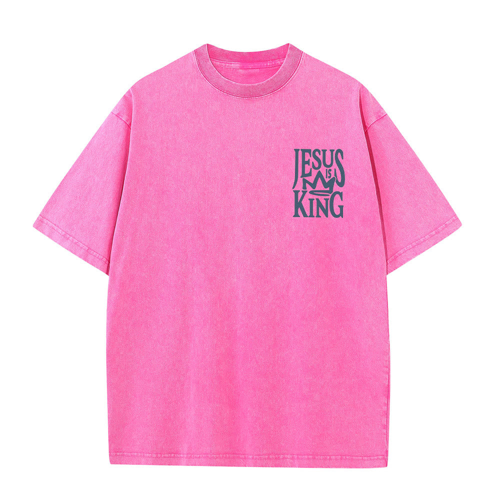 Christianartworkshop Jesus is King Statement Unisex Washed T-Shirt - image 5