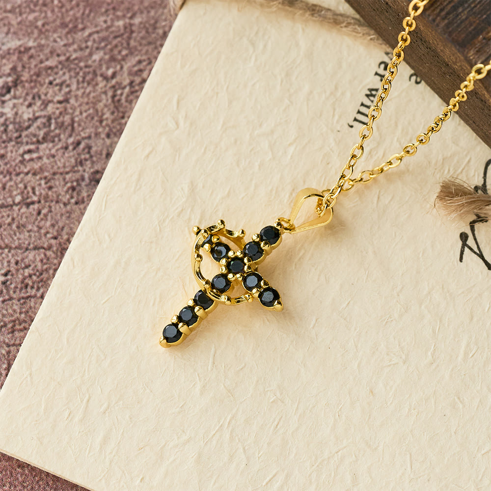 Christianartworkshop Glaube - Symbolkreuz-Halskette mit monatlichen Geburtsstein-Akzenten - Schwarz - image 18