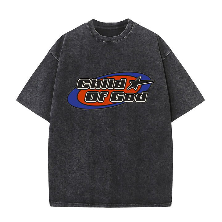 Christianartworkshop Kind Gottes Grafik Unisex gewaschenes T-Shirt - Schwarz - 5XL - image 1