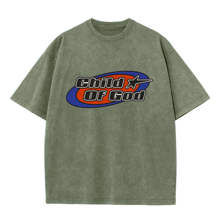 Christianartworkshop Kind Gottes Grafik Unisex gewaschenes T-Shirt - Armeegrün - 5XL - image 8