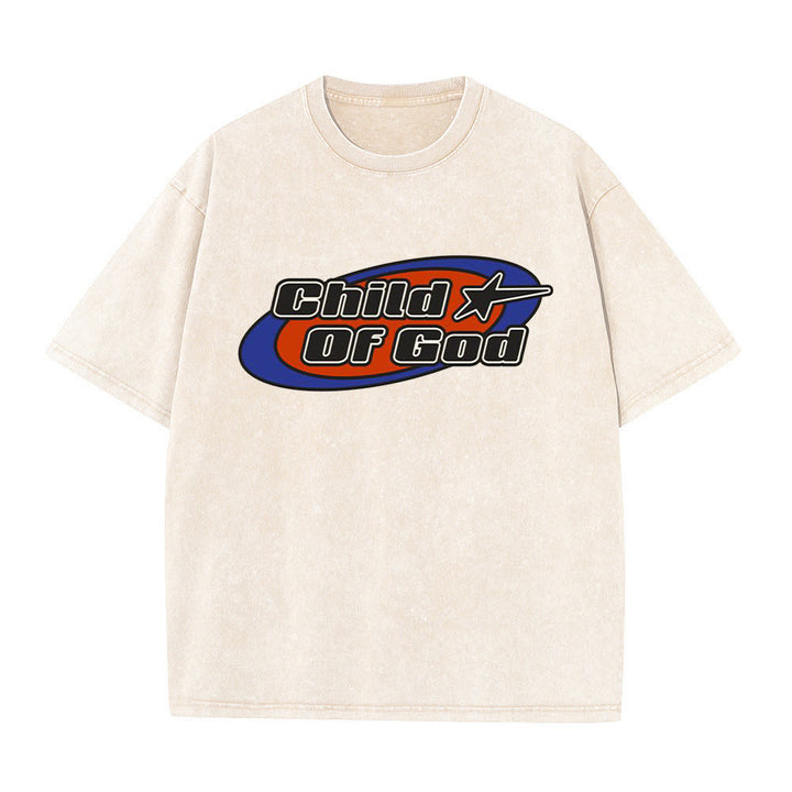 Christianartworkshop Kind Gottes Grafik Unisex gewaschenes T-Shirt - Aprikose - 5XL - image 0