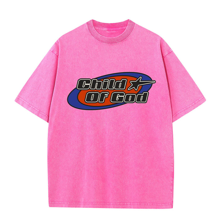 Christianartworkshop Kind Gottes Grafik Unisex gewaschenes T-Shirt - Rosa - 5XL - image 7