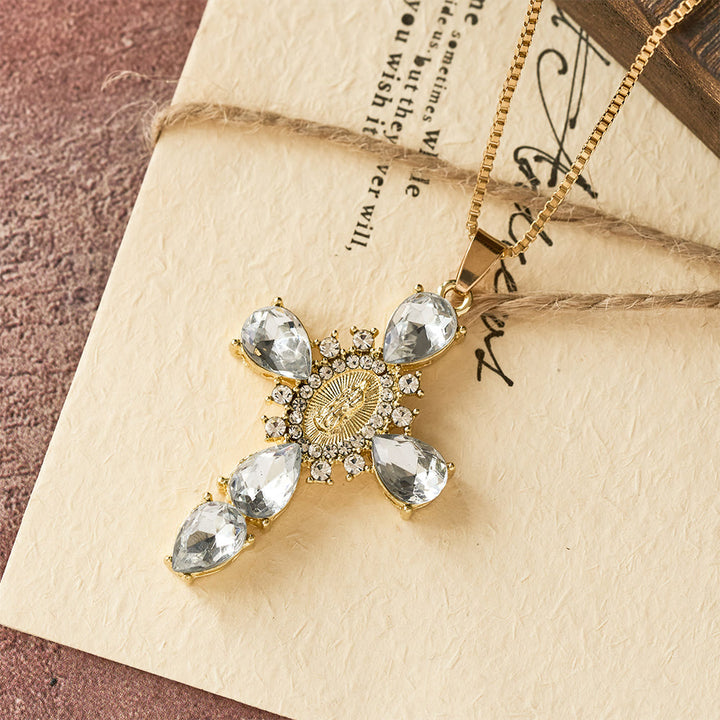 Christianartworkshop Diamant-Halskette mit Jungfrau-Maria-Kreuz - image 4