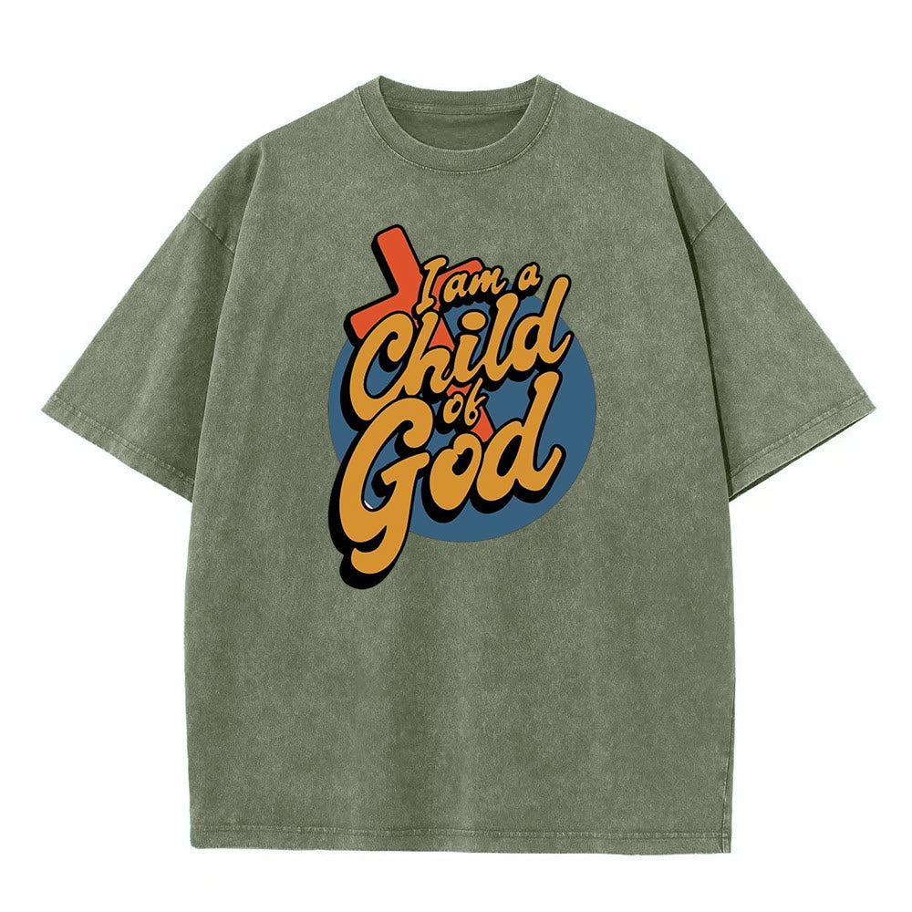 Christianartworkshop Vintage Style Ich bin ein Kind Gottes Unisex-T-Shirt (gewaschen) - Armeegrün - 5XL - image 1