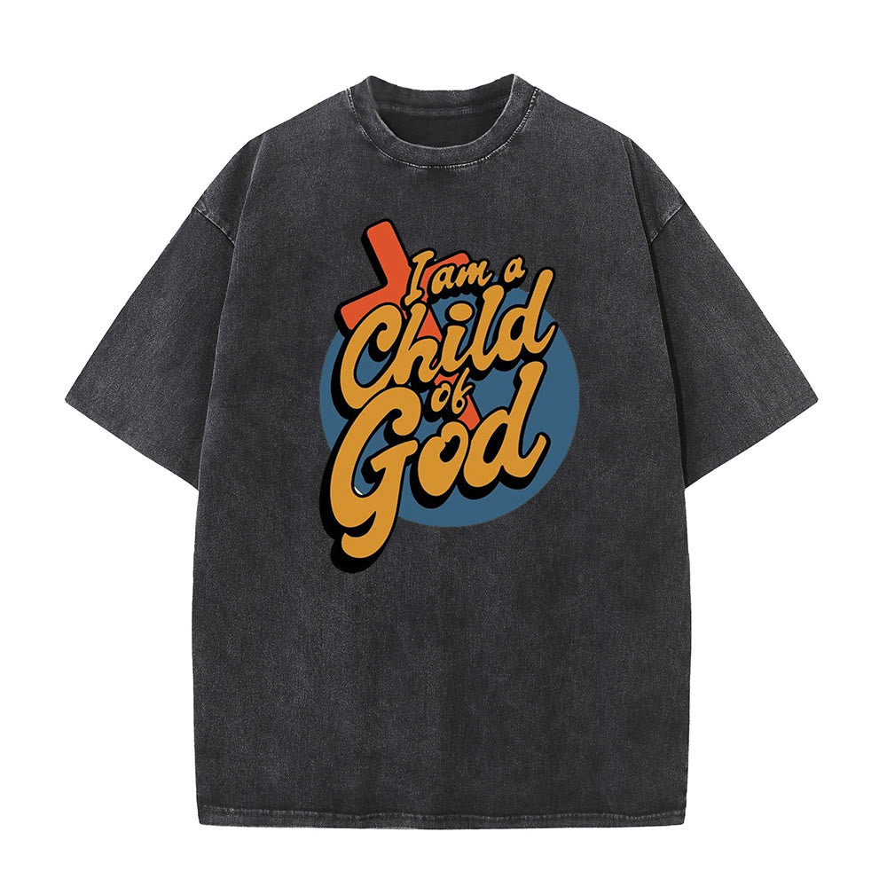 Christianartworkshop Vintage Style Ich bin ein Kind Gottes Unisex-T-Shirt (gewaschen) - Schwarz - 5XL - image 0
