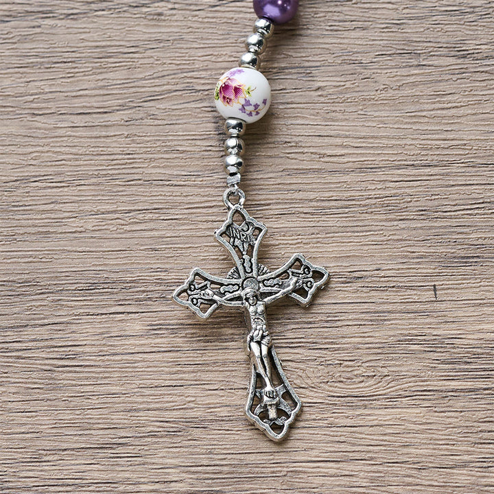 Christianartworkshop Wundertätige Medaille und Kruzifix aus 8 mm rundem, mehrfarbigem Perlen-Rosenkranz aus Nylonschnur - image 12