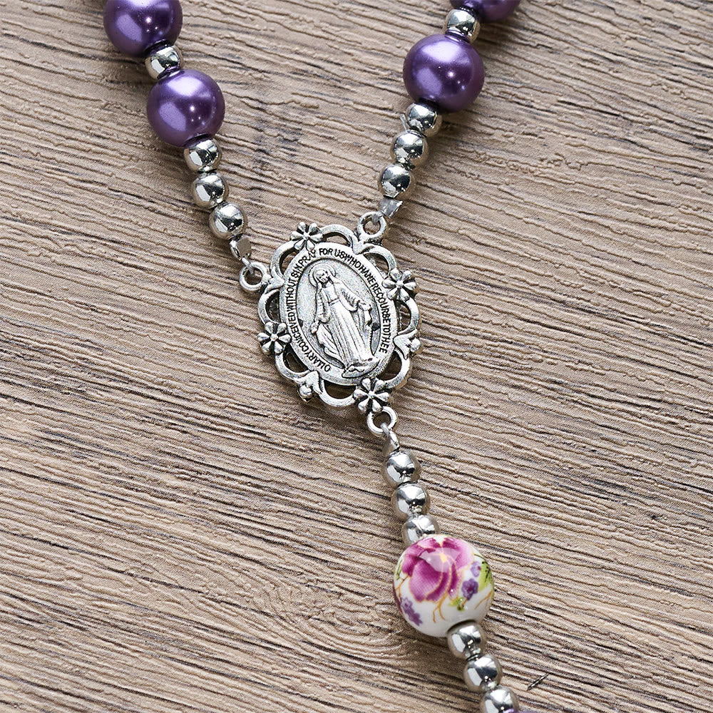 Christianartworkshop Wundertätige Medaille und Kruzifix aus 8 mm rundem, mehrfarbigem Perlen-Rosenkranz aus Nylonschnur - image 13
