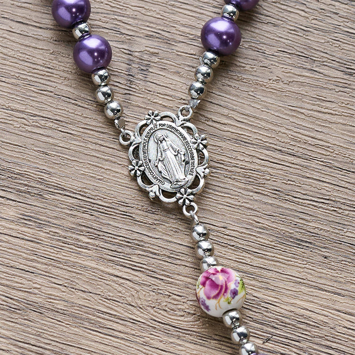 Christianartworkshop Wundertätige Medaille und Kruzifix aus 8 mm rundem, mehrfarbigem Perlen-Rosenkranz aus Nylonschnur - image 13