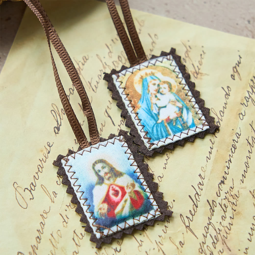 Christianartworkshop Herz-Jesu- und Madonna-Skapulier – Eine doppelte Verehrung von Jesus und Maria - Stil-2 - image 1