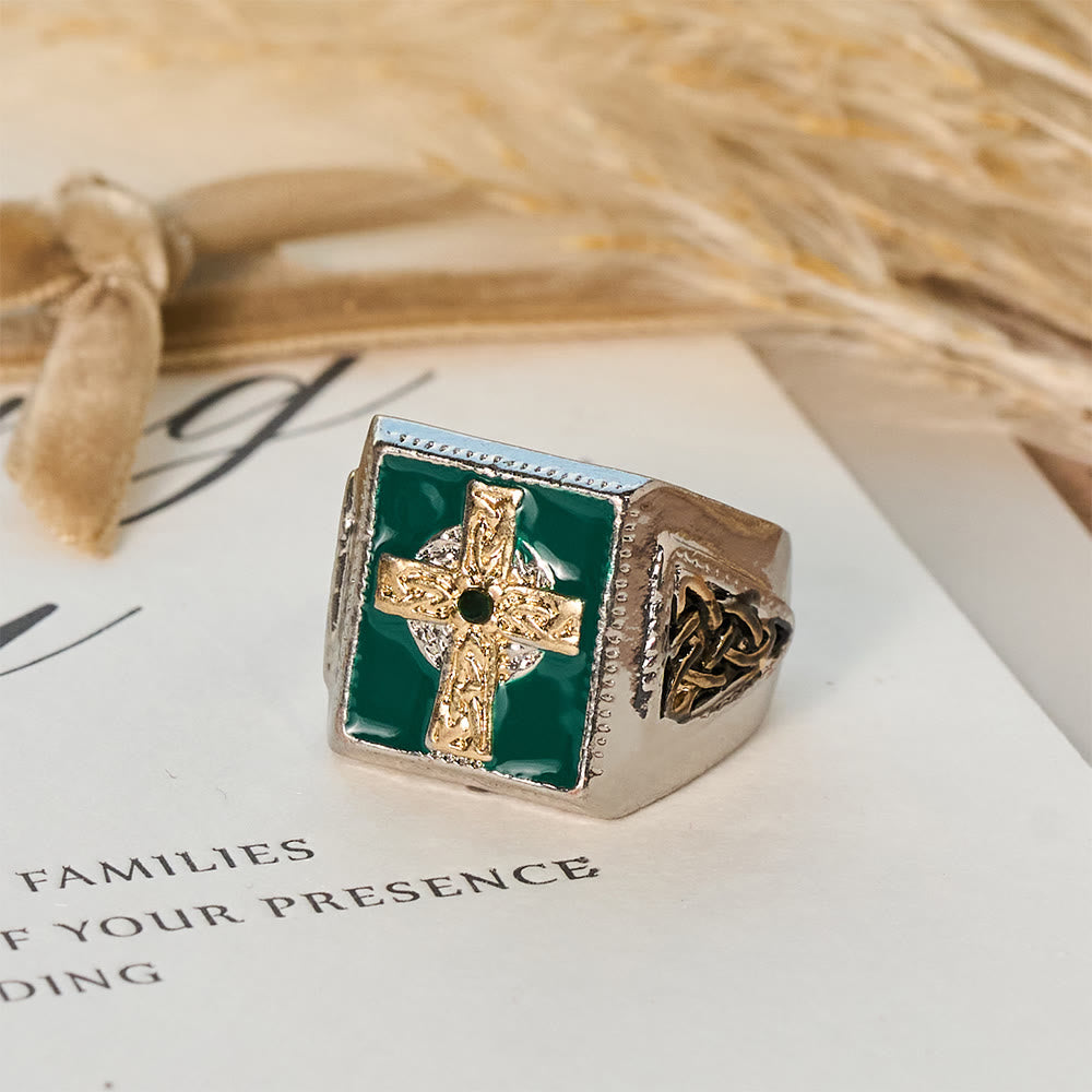 Christianartworkshop Vintage & Klassischer irisch-keltischer Segensring mit Kruzifix: Ein Symbol der Eleganz - US 10 - image 0