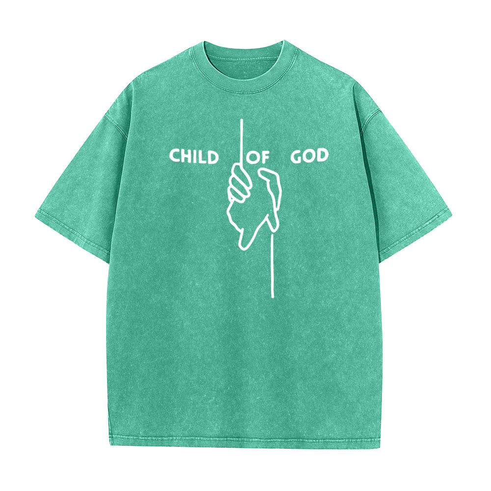 Christianartworkshop Künstlerisches Unisex-T-Shirt „Kind Gottes“: Handkreuz-Design und ewiger Glaube - Grün - 5XL - image 8
