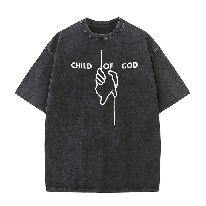 Christianartworkshop Künstlerisches Unisex-T-Shirt „Kind Gottes“: Handkreuz-Design und ewiger Glaube - Schwarz - 5XL - image 0