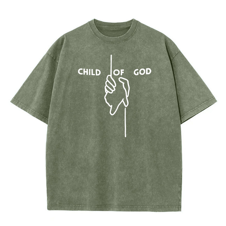Christianartworkshop Künstlerisches Unisex-T-Shirt „Kind Gottes“: Handkreuz-Design und ewiger Glaube - Armeegrün - 5XL - image 1