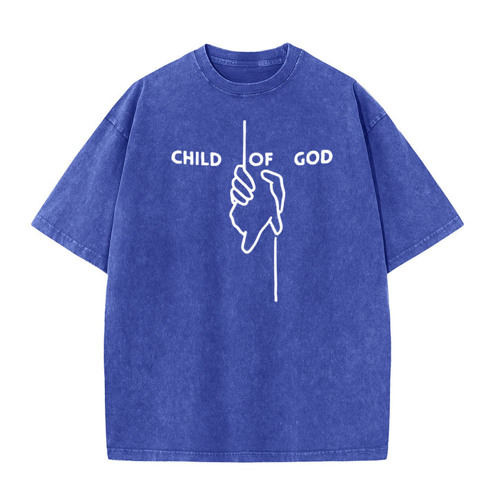 Christianartworkshop Künstlerisches Unisex-T-Shirt „Kind Gottes“: Handkreuz-Design und ewiger Glaube - Blau - 5XL - image 4