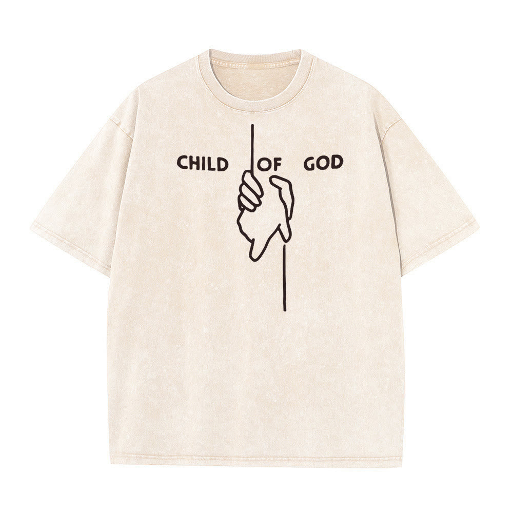 Christianartworkshop Künstlerisches Unisex-T-Shirt „Kind Gottes“: Handkreuz-Design und ewiger Glaube - Aprikose - 5XL - image 6