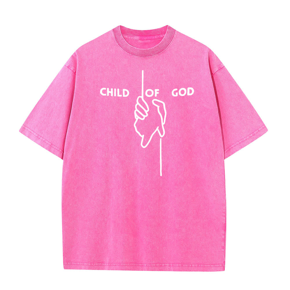 Christianartworkshop Künstlerisches Unisex-T-Shirt „Kind Gottes“: Handkreuz-Design und ewiger Glaube - Rosa - 5XL - image 9