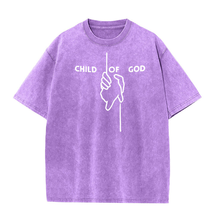 Christianartworkshop Künstlerisches Unisex-T-Shirt „Kind Gottes“: Handkreuz-Design und ewiger Glaube - Lila - 5XL - image 5