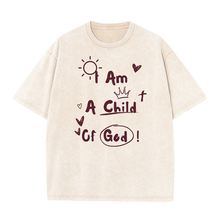 Christianartworkshop Lebendiger Doodle-Stil Ich bin ein Kind Gottes Gewaschenes T-Shirt - Aprikose - 5XL - image 0