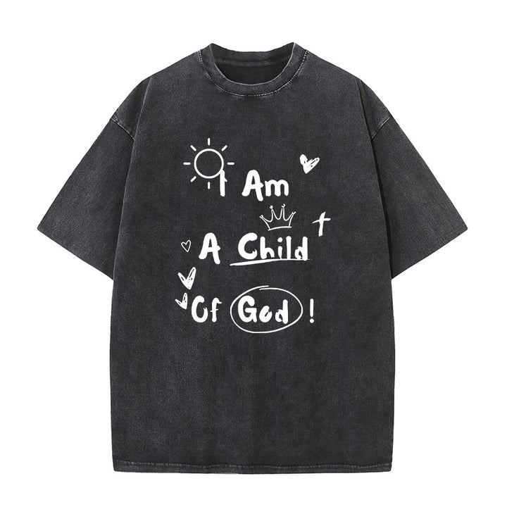 Christianartworkshop Lebendiger Doodle-Stil Ich bin ein Kind Gottes Gewaschenes T-Shirt - Schwarz - 5XL - image 1