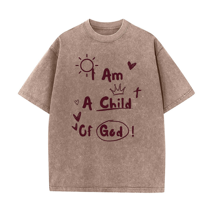 Christianartworkshop Lebendiger Doodle-Stil Ich bin ein Kind Gottes Gewaschenes T-Shirt - Kaffee - 5XL - image 6