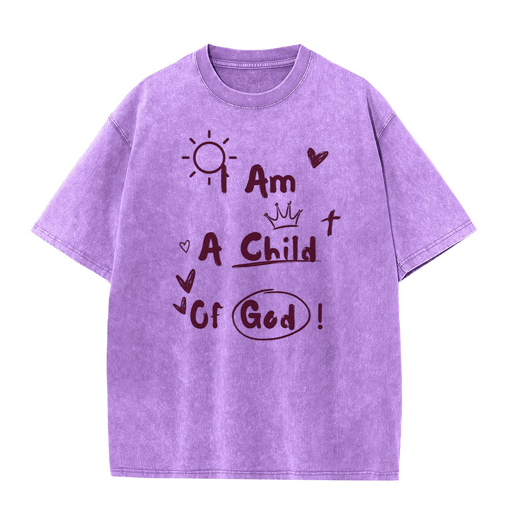 Christianartworkshop Lebendiger Doodle-Stil Ich bin ein Kind Gottes Gewaschenes T-Shirt - Lila - 5XL - image 5