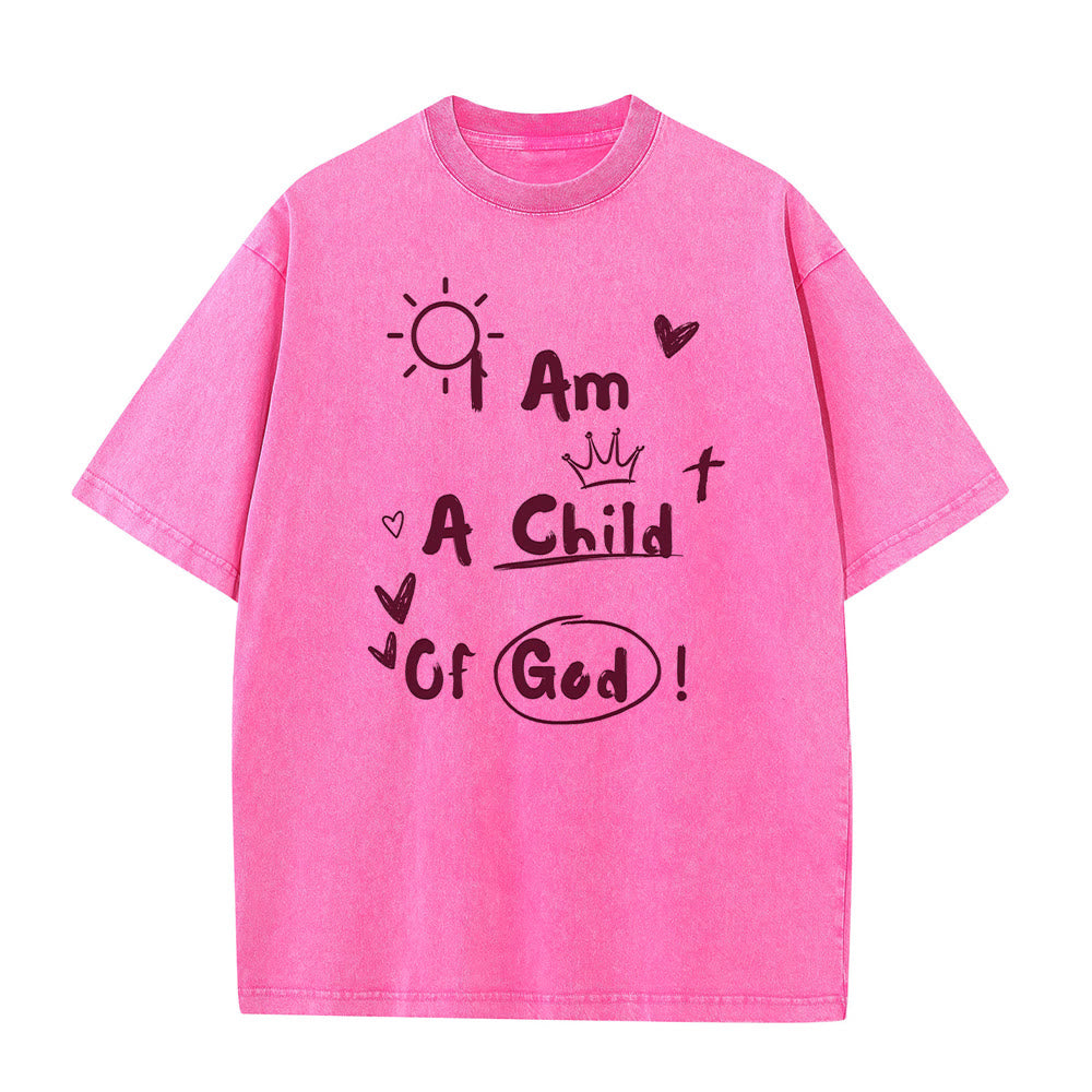 Christianartworkshop Lebendiger Doodle-Stil Ich bin ein Kind Gottes Gewaschenes T-Shirt - Rosa - 5XL - image 8