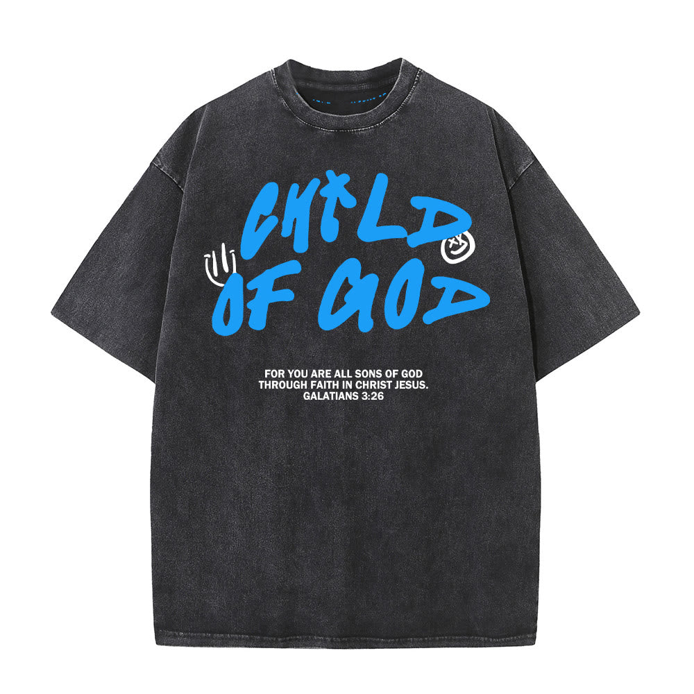 Christianartworkshop Lebendiges Graffiti-T-Shirt „Kind Gottes“ Unisex-Waschung - Schwarz - 5XL - image 0