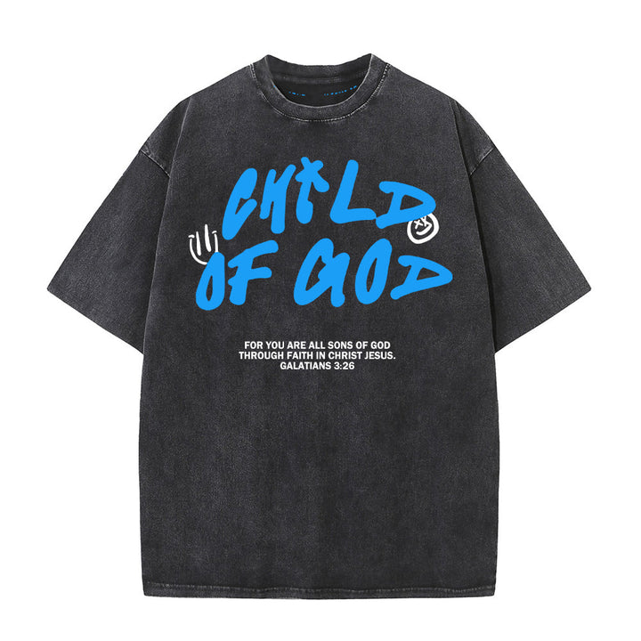 Christianartworkshop Lebendiges Graffiti-T-Shirt „Kind Gottes“ Unisex-Waschung - Schwarz - 5XL - image 0