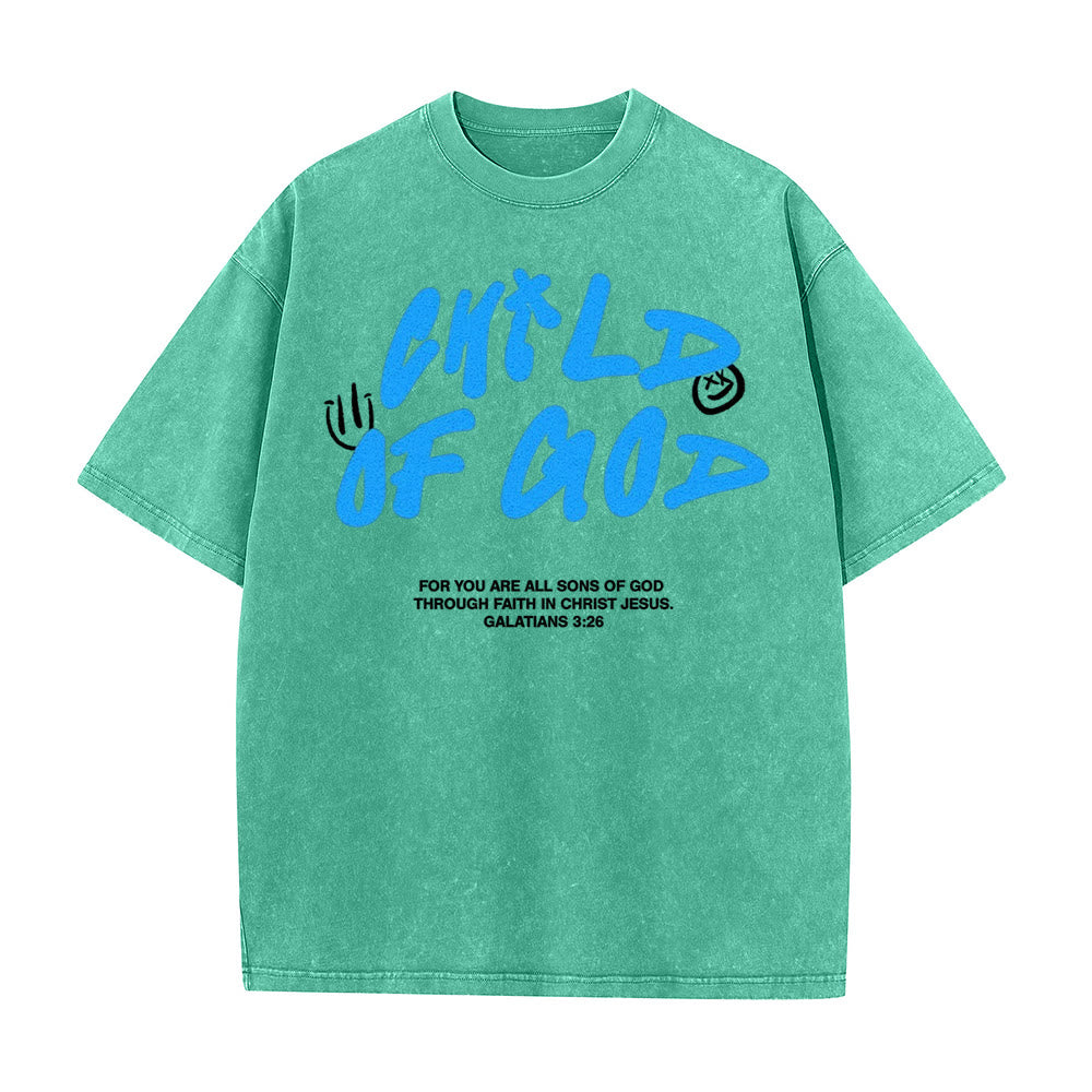 Christianartworkshop Lebendiges Graffiti-T-Shirt „Kind Gottes“ Unisex-Waschung - Grün - 5XL - image 8