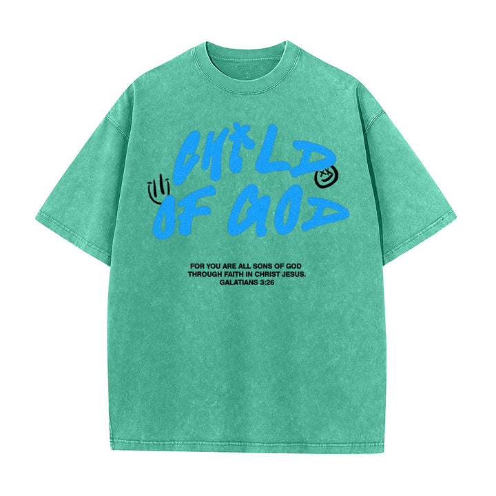 Christianartworkshop Lebendiges Graffiti-T-Shirt „Kind Gottes“ Unisex-Waschung - Grün - 5XL - image 8