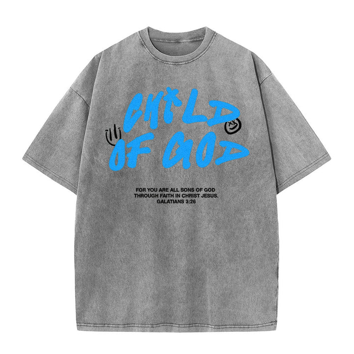 Christianartworkshop Lebendiges Graffiti-T-Shirt „Kind Gottes“ Unisex-Waschung - Grau - 5XL - image 3